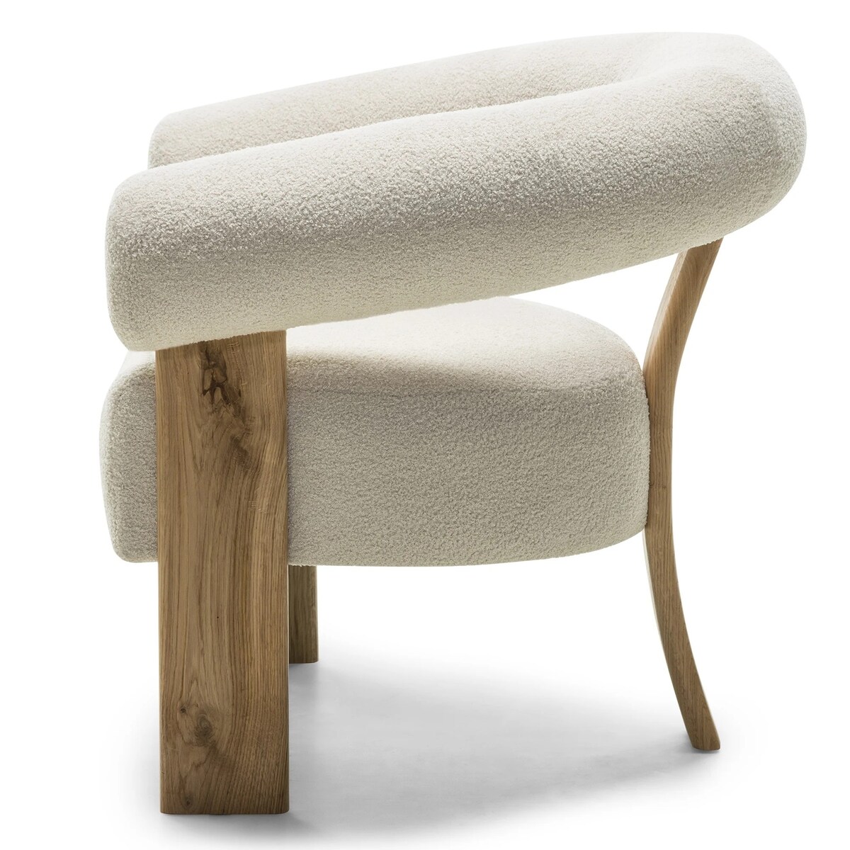 Fotel wypoczynkowy jasnobeżowy bouclé/dąb Ilady