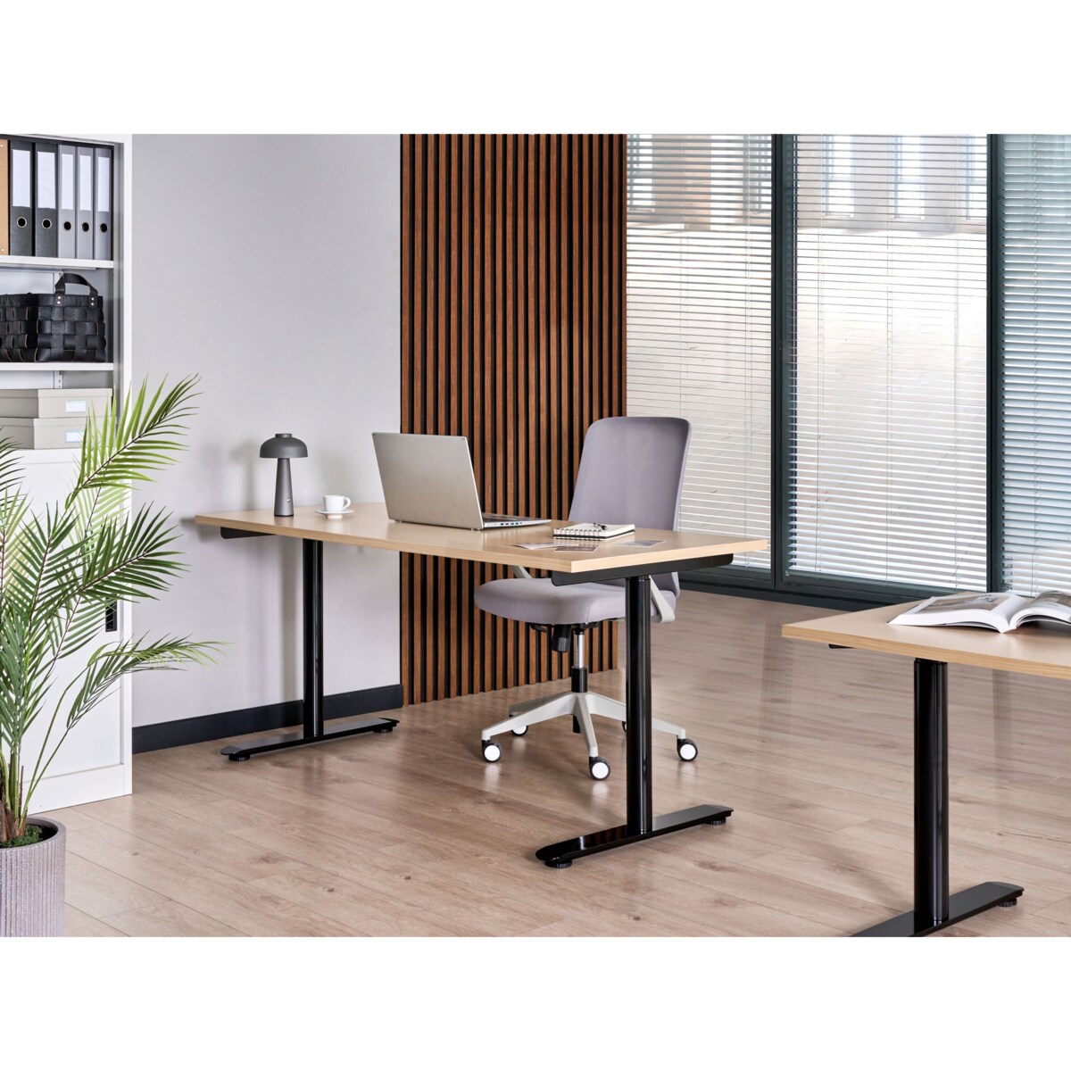 Biurko regulowane elektrycznie DESTINAS Czarny/ jasny brąz 160 cm 72 cm