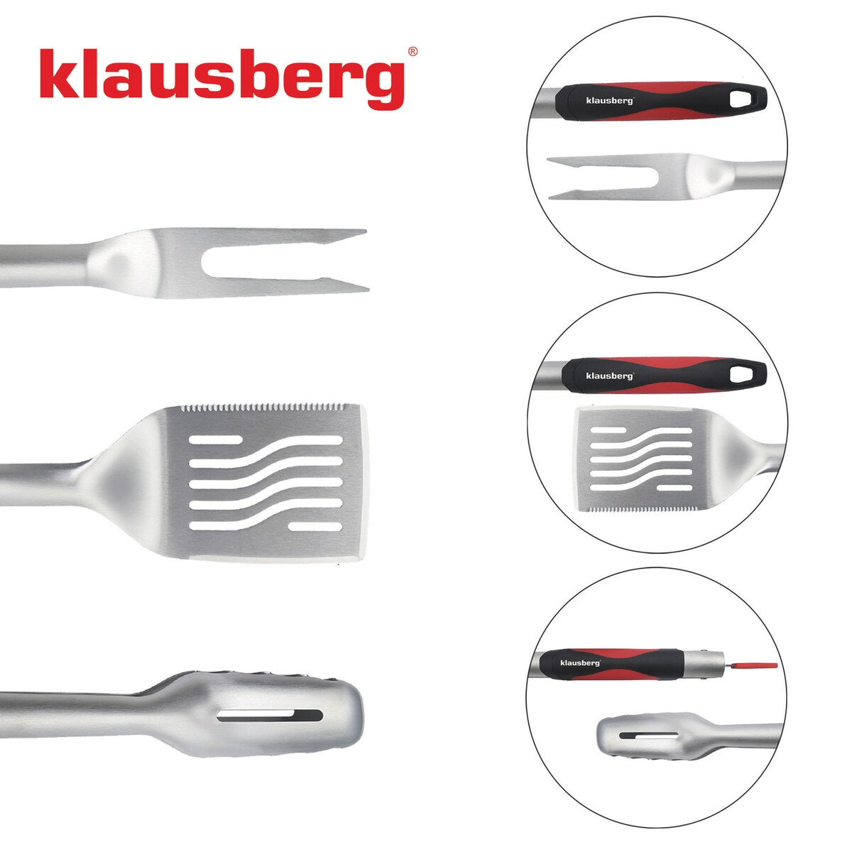 Zestaw przyborów do grilla 3 elementy narzędzia do grillowania KLAUSBERG