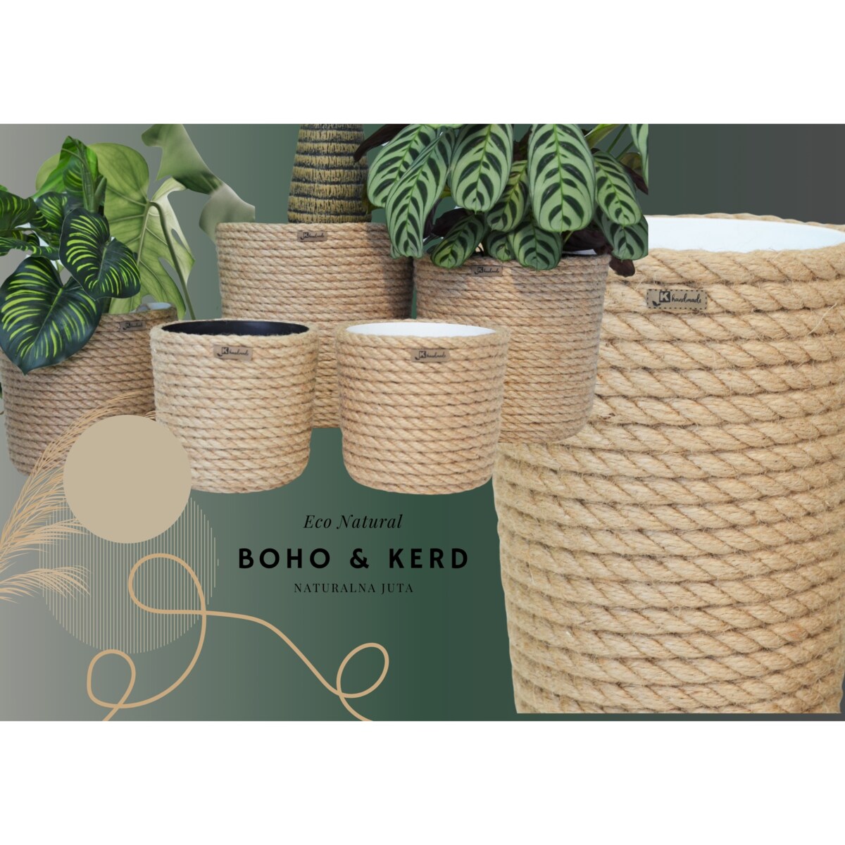 BOHO 30 Lampka stołowa h 30 cm Boho naturalny sznurek jutowy pleciony * styl etno skandi skandynawski* lampka nocna biurkowa * czarny abażur + juta