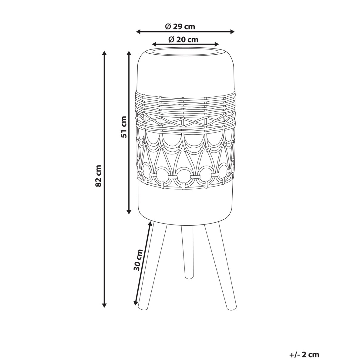 Doniczka na stojaku 29 x 29 x 82 cm jasnobrązowa DRYOPTERIS
