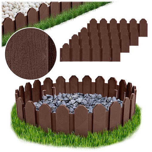 Palisada ogrodowa obrzeże ogrodowe trawnikowe brązowe Plonos tworzywo płotek 240 cm