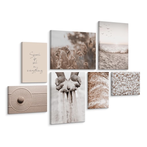 Zestaw Obrazów MORZE Trawy Plaża Boho 110x80cm