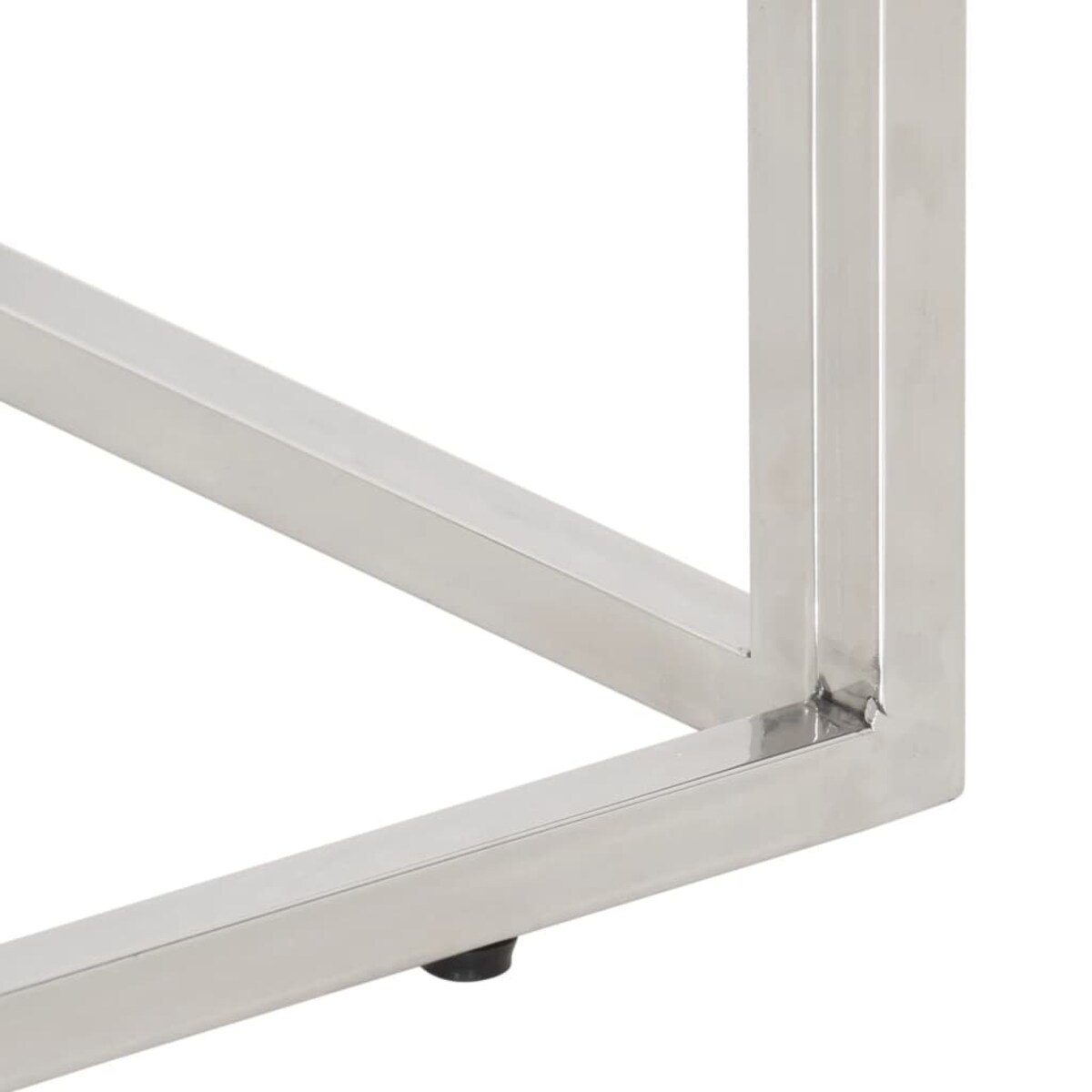 vidaXL Stolik konsolowy, srebrny, stal nierdzewna i drewno akacjowe