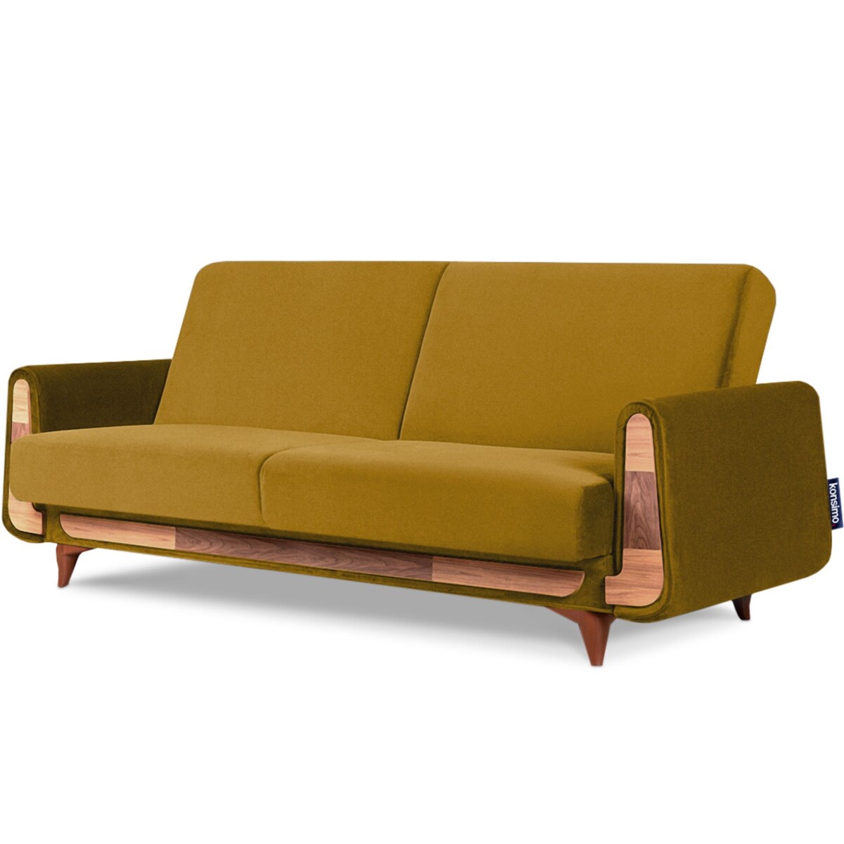KONSIMO GUSTAVO Żółta aksamitna rozkładana sofa