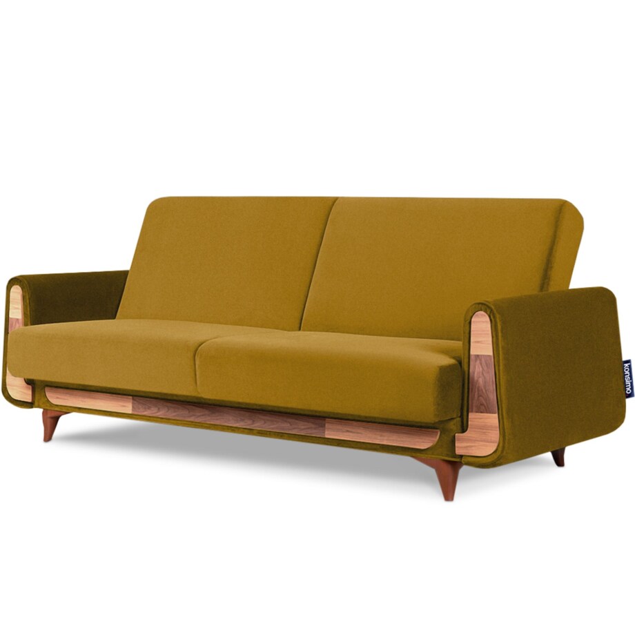 KONSIMO GUSTAVO Żółta aksamitna rozkładana sofa