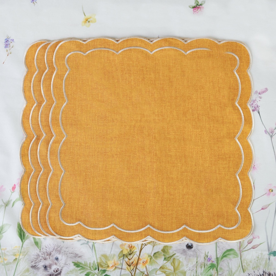 Haftowane serwetki Yellow Petali - 4 sztuki