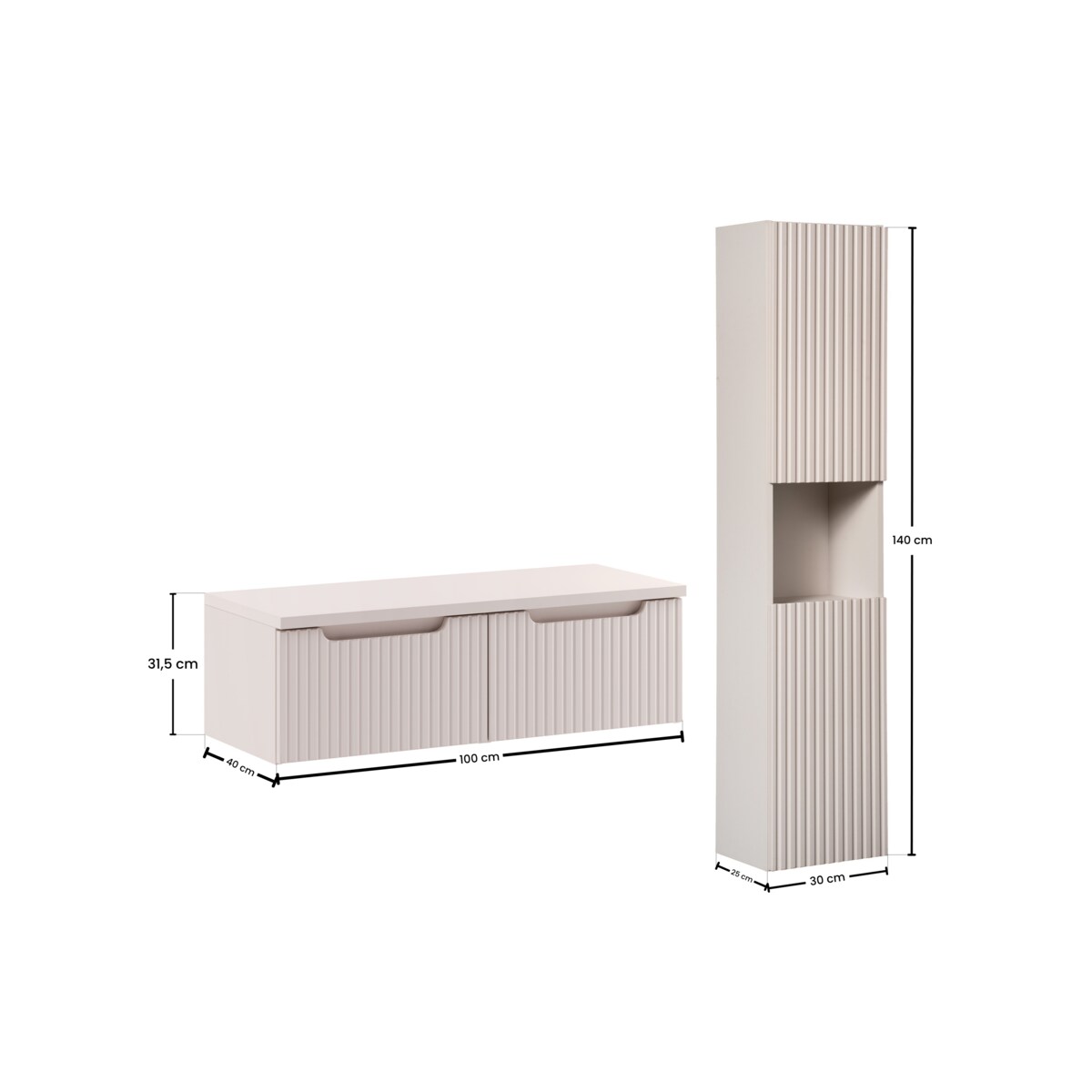 Zestaw meblowy 100cm z blatem i szafką wysoką SET-NOC B CASHMERE 100CM 1S HC