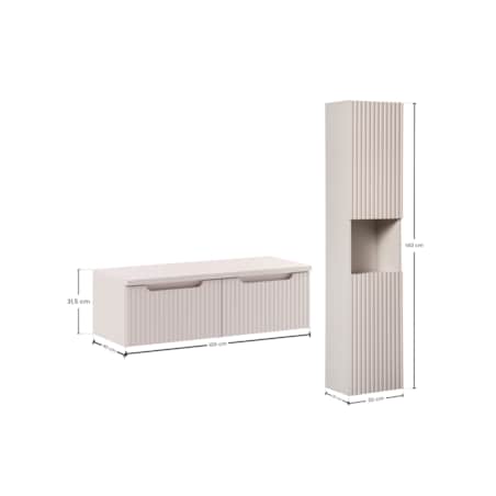 Zestaw meblowy 100cm z blatem i szafką wysoką SET-NOC B CASHMERE 100CM 1S HC