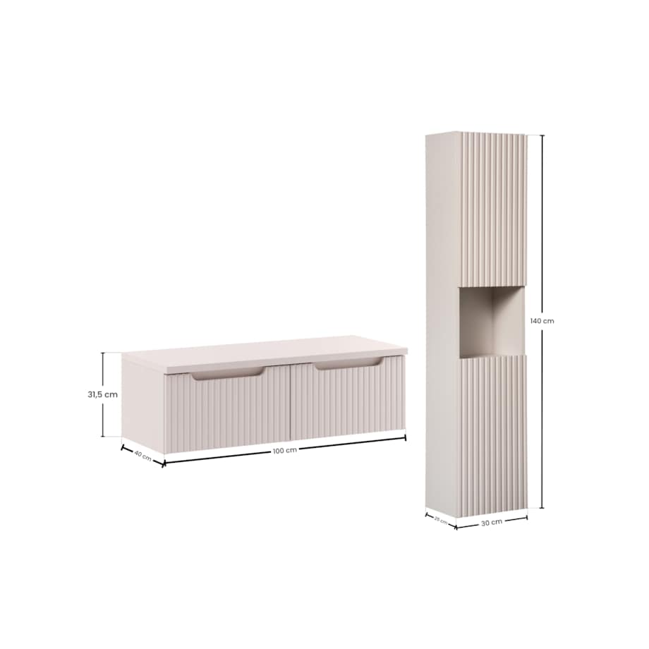 Zestaw meblowy 100cm z blatem i szafką wysoką SET-NOC B CASHMERE 100CM 1S HC