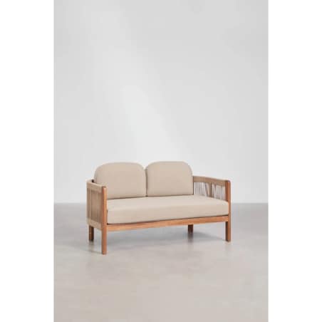 Zestaw ogrodowy: sofa 2-osobowa, 2 fotele i stolik kawowy z drewna akacjowego Serel