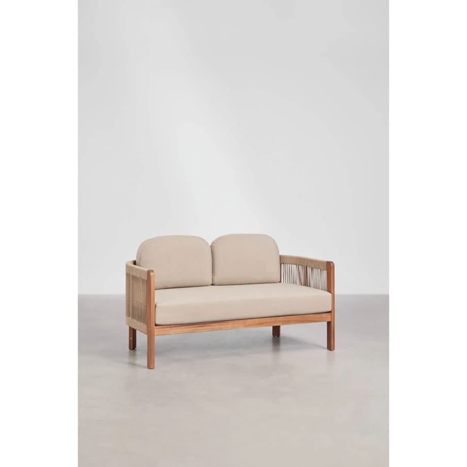 Zestaw ogrodowy: sofa 2-osobowa, 2 fotele i stolik kawowy z drewna akacjowego Serel