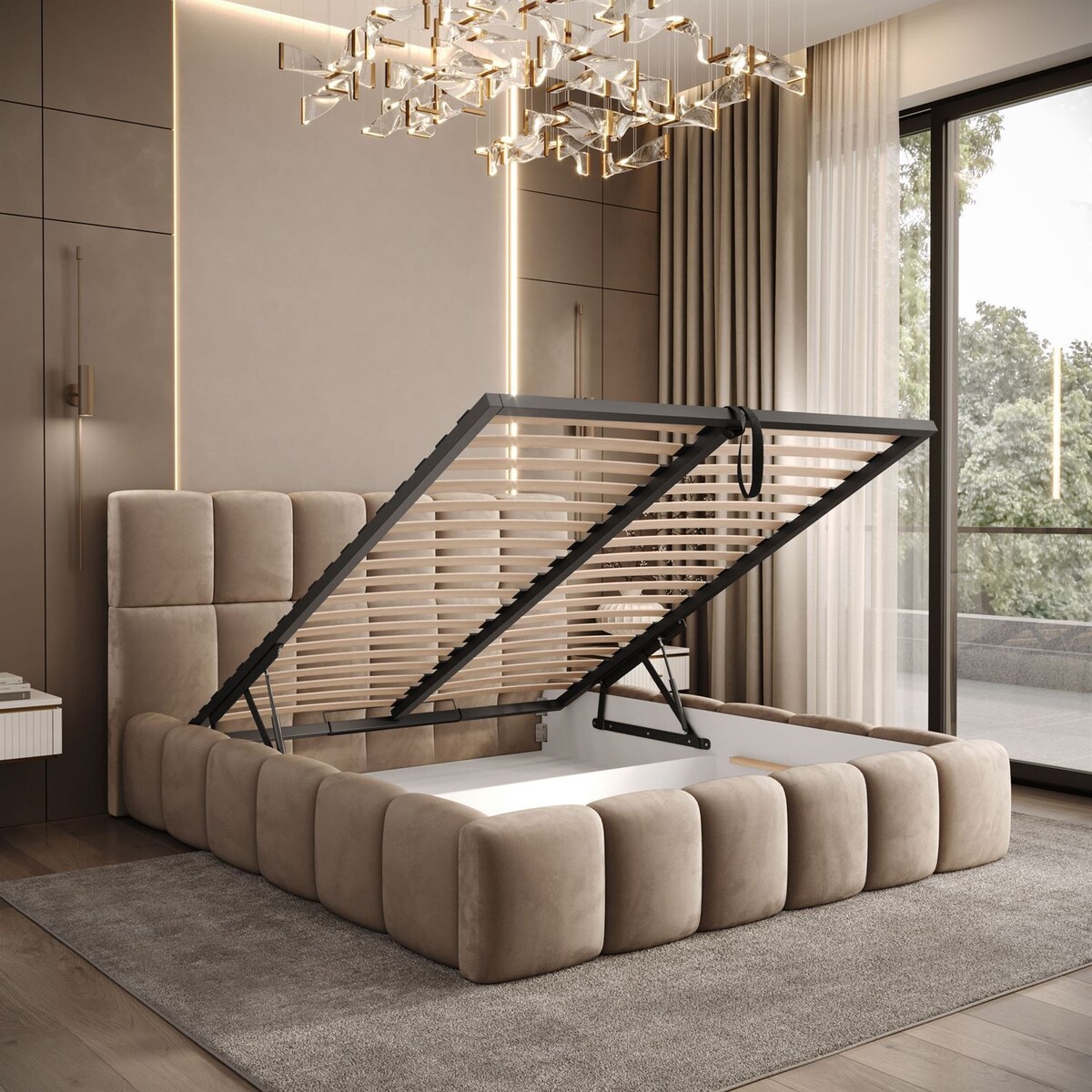 Łóżko tapicerowane VENEZIA, pojemnik na pościel, stelaż 34, 120x200, Royal Velvet 170