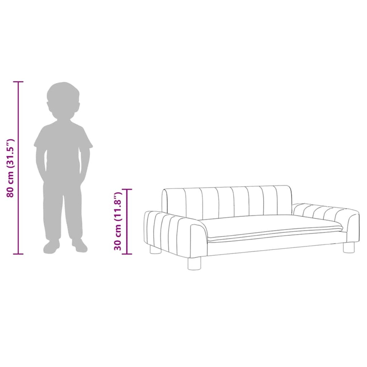 vidaXL Sofa dla dzieci, jasnoszara, 90x53x30 cm, obita tkaniną