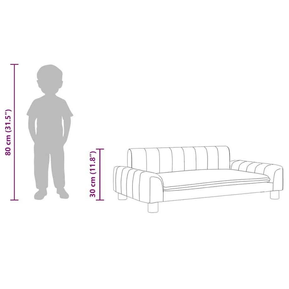vidaXL Sofa dla dzieci, jasnoszara, 90x53x30 cm, obita tkaniną