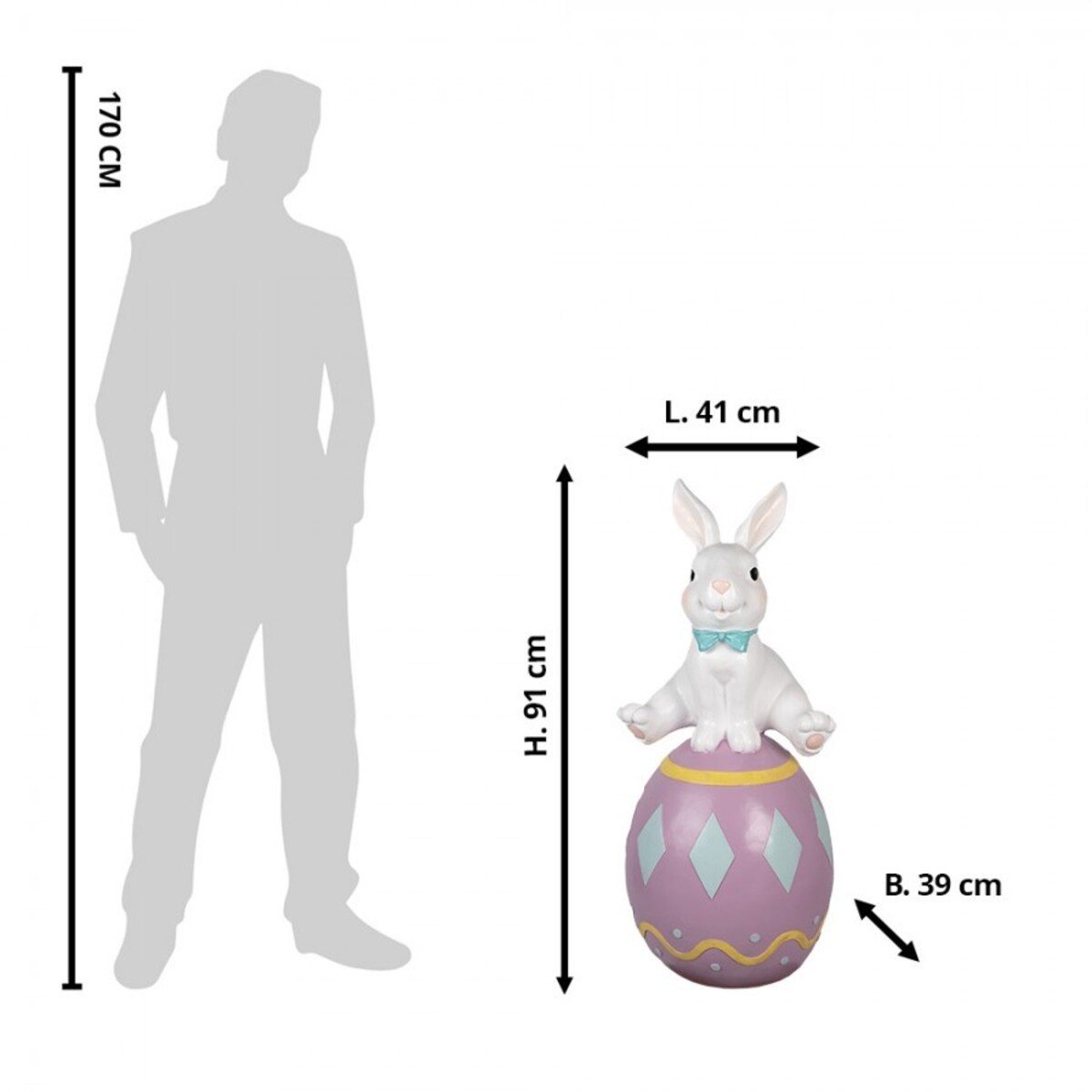 Dekoracja - królik z fioletowym jajkiem 91 cm