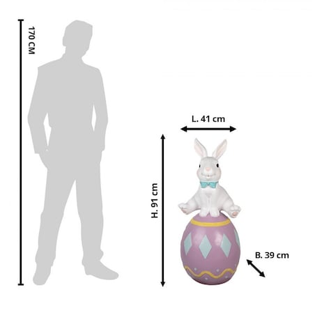 Dekoracja - królik z fioletowym jajkiem 91 cm