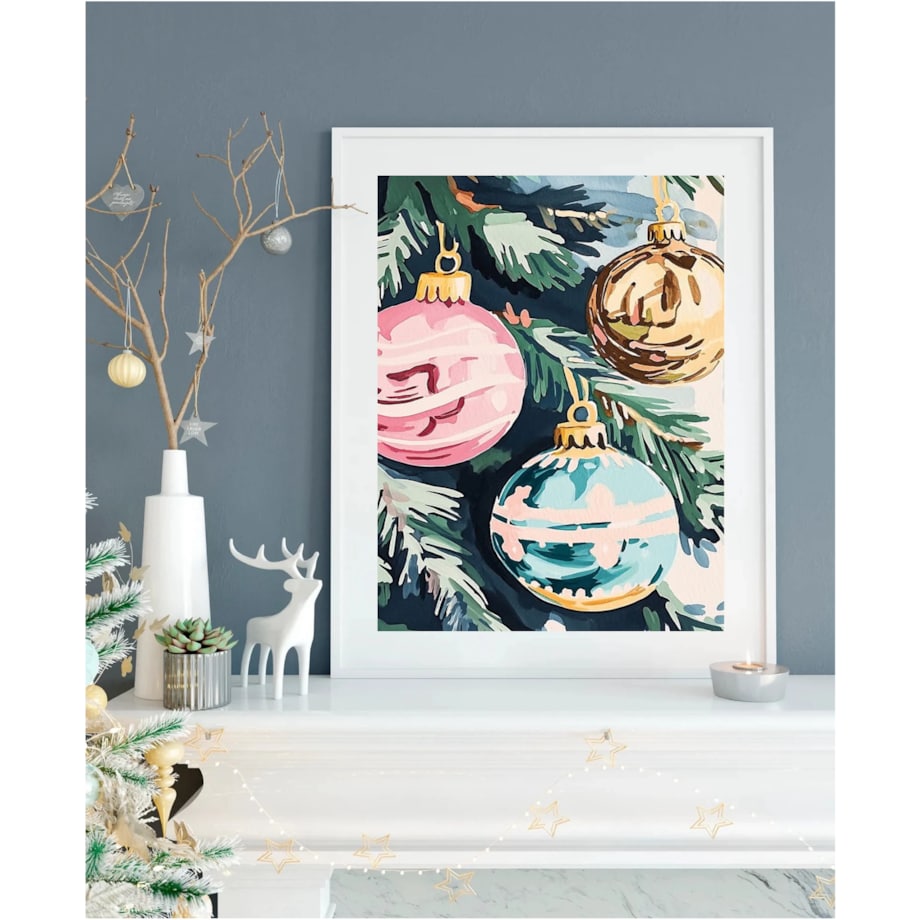 Poster Story, Plakat, Obraz - Pastelowe Bombki na Choince, wymiary 30 x 42 cm