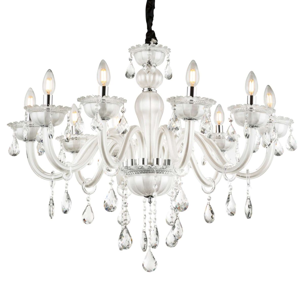 Żyrandol LAMPA wisząca TEEJAY 64118-10 Globo świecznikowa OPRAWA pałacowy zwis z kryształkami maria teresa crystal biały