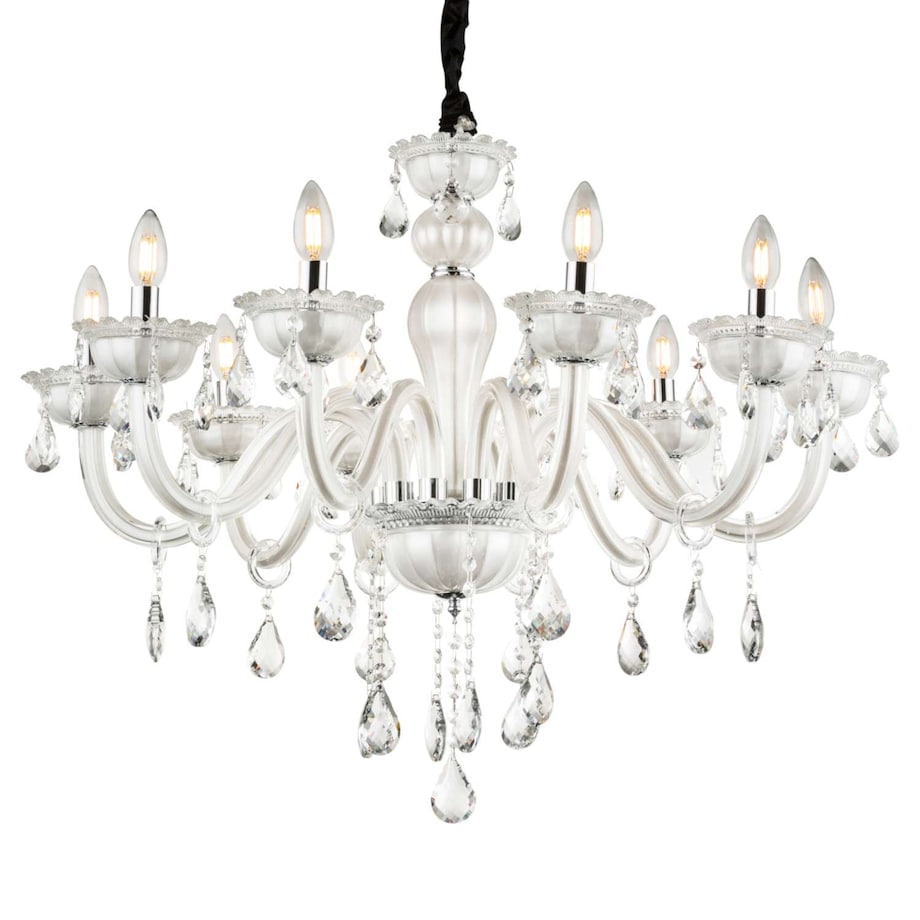 Żyrandol LAMPA wisząca TEEJAY 64118-10 Globo świecznikowa OPRAWA pałacowy zwis z kryształkami maria teresa crystal biały