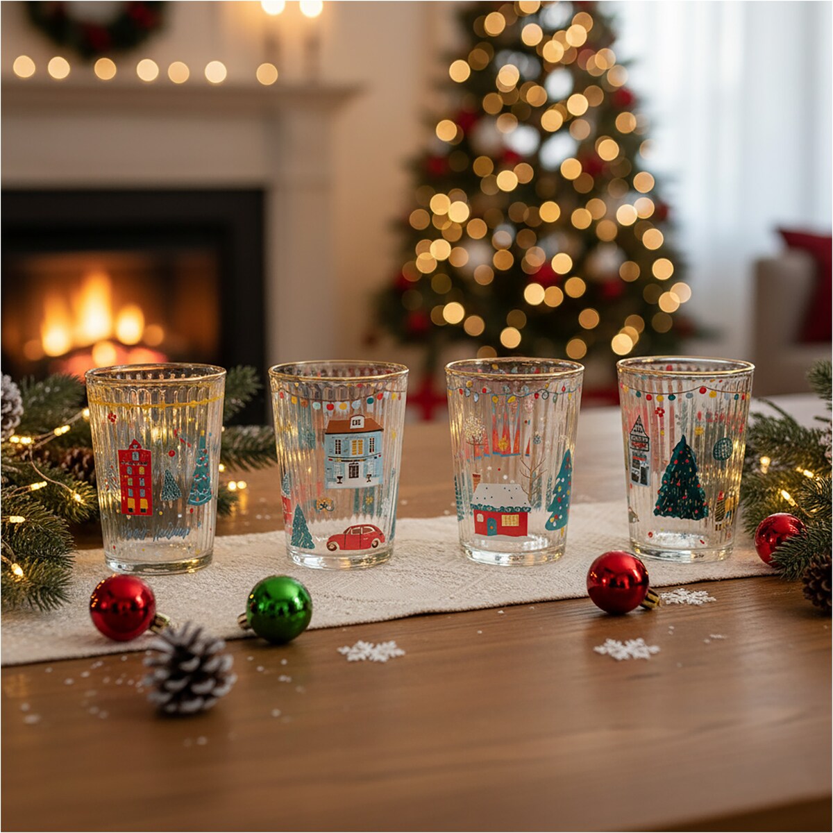 Szklanki Świąteczne Do Napojów Szklany Kubek Świąteczna Na Prezent 500 Ml