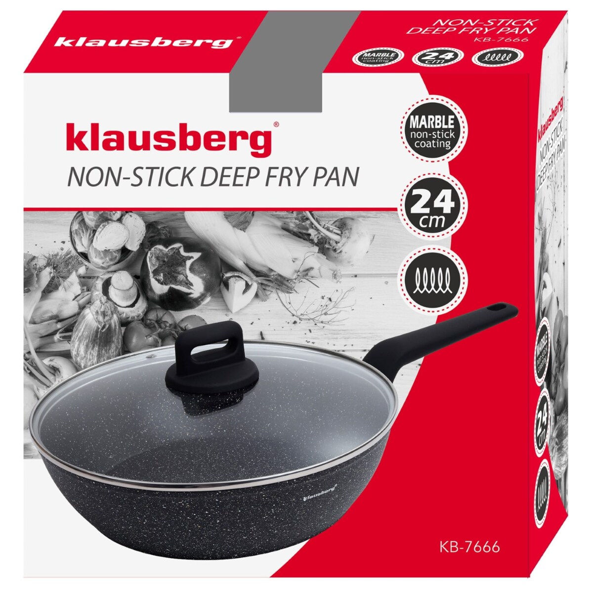 Patelnia głęboka z powłoką marmurową 24cm indukcja KLAUSBERG