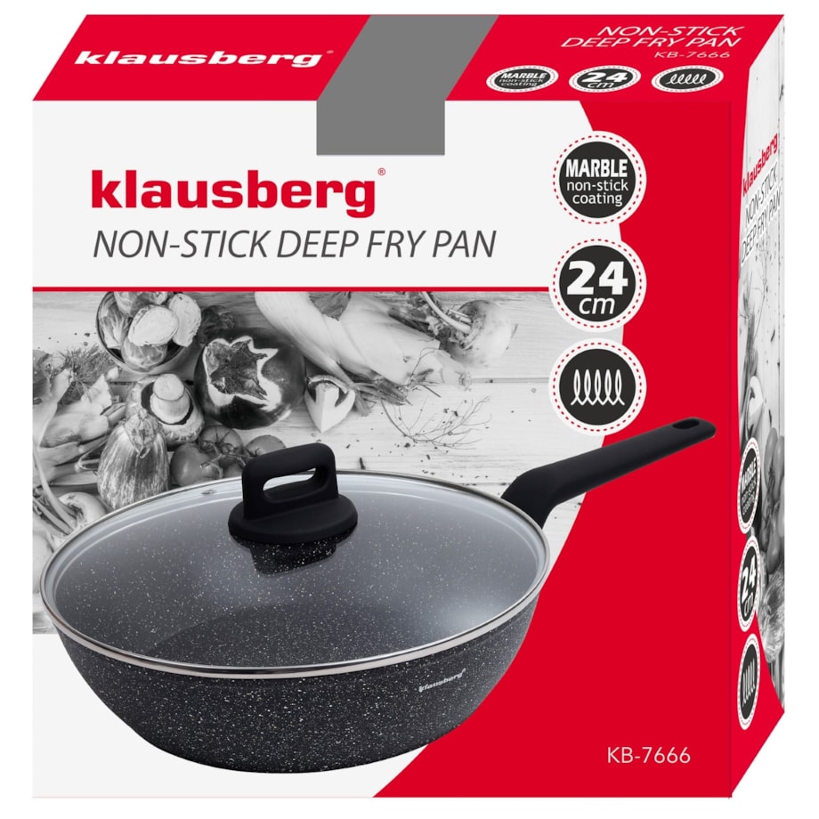 Patelnia głęboka z powłoką marmurową 24cm indukcja KLAUSBERG