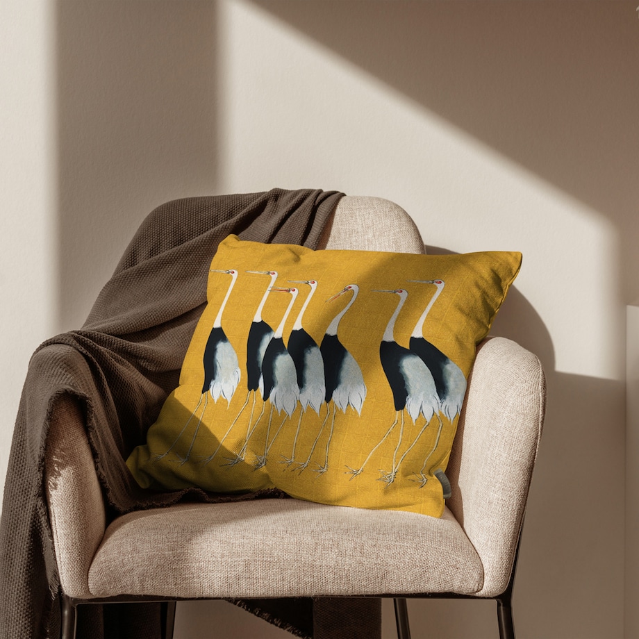 bawełniana poszewka na poduszkę - żurawie 45x45 cm