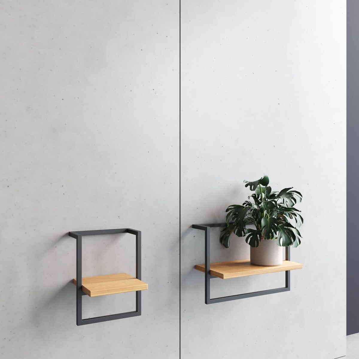 Kwietnik na Ścianę Ścienny Półka Loft do Zawieszenia Czarny Dąb Kwiaty