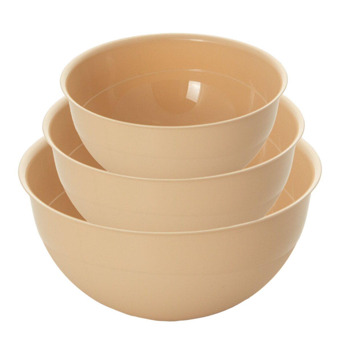Miska Plastikowa Okrągła Kuchenna Zestaw Misek 3 Szt. Misa Beżowa