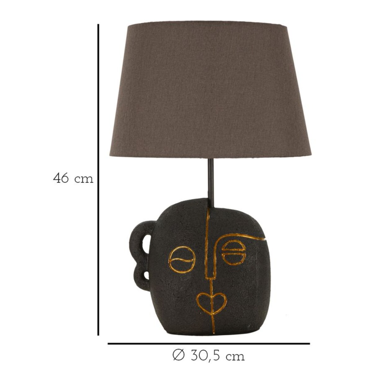 Lampa stołowa Tribal - A, kolor brązowy i złoty, żywica syntetyczna, żelazo i tkanina, 30,5 x 30,5 x 46 cm, 1 x E27, max. 40 W, Mauro Ferretti