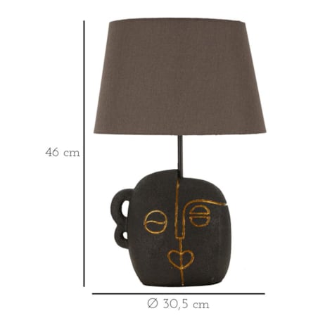 Lampa stołowa Tribal - A, kolor brązowy i złoty, żywica syntetyczna, żelazo i tkanina, 30,5 x 30,5 x 46 cm, 1 x E27, max. 40 W, Mauro Ferretti