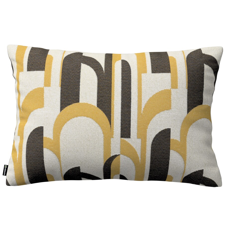 Poszewka Kinga na poduszkę prostokątną 60x40 czarno-żółte wzory na kremowym tle
