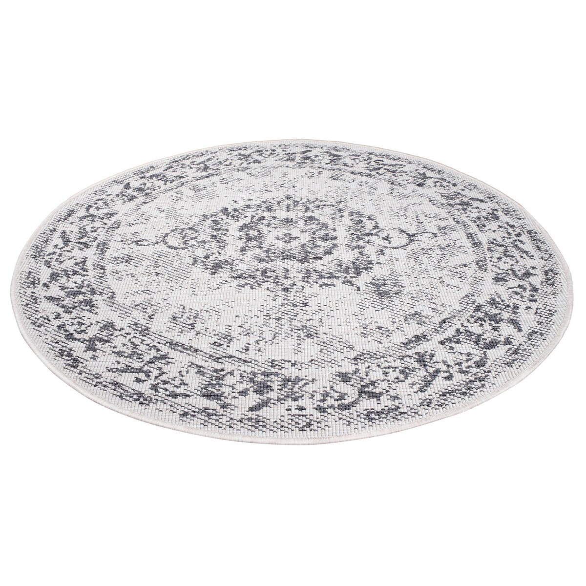 Funkcjonalny dywan okrągły na zewnątrz i do wnętrz, dwustronny DUO 55770 Szary 120x120