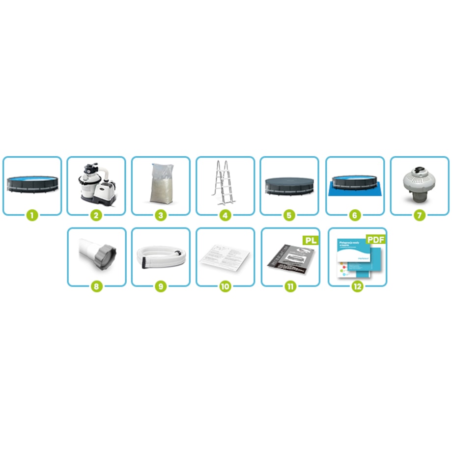 Basen ogrodowy z pompą 488x122cm 12w1 Intex 26326