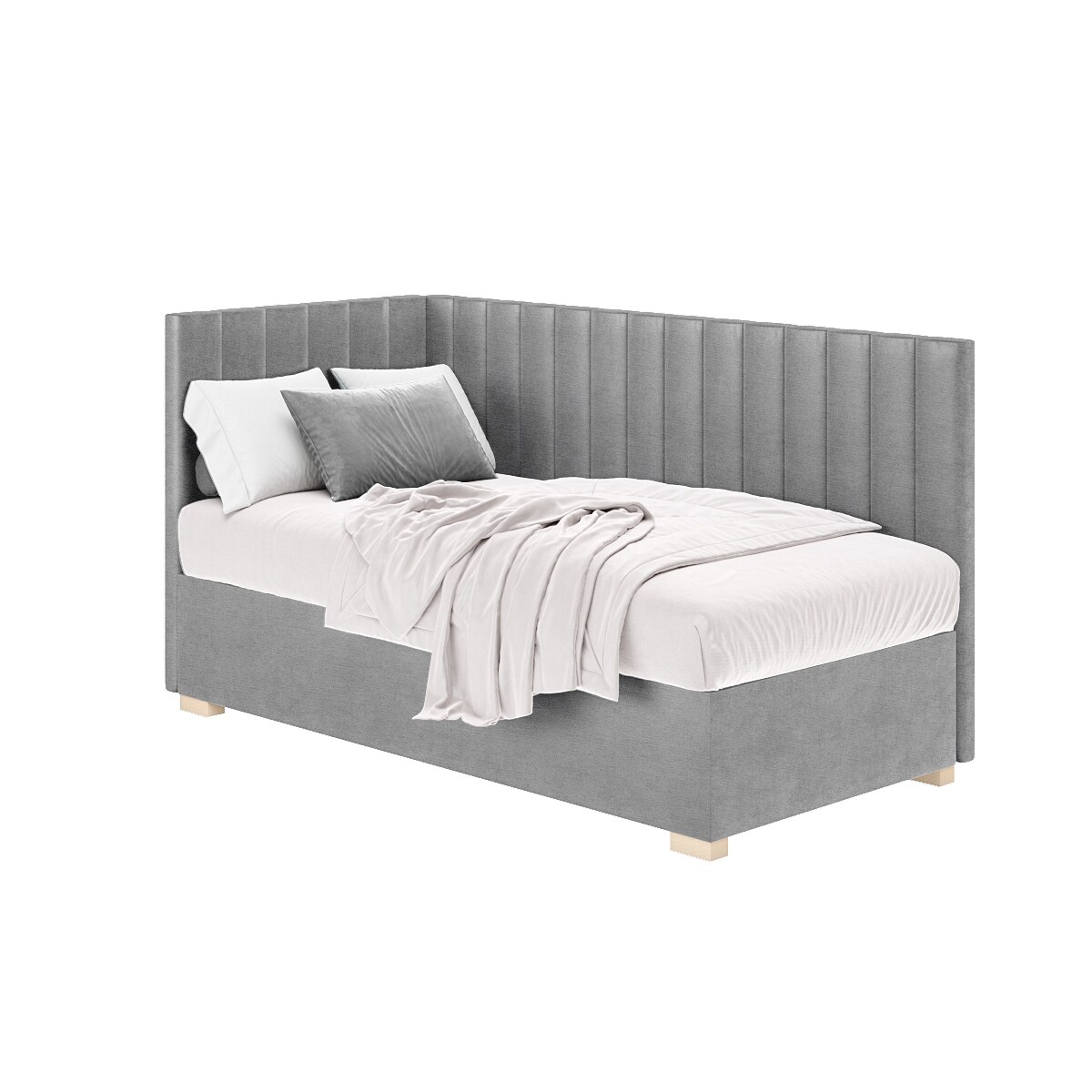 Mesonica Łóżko Snugi, linie szare, 90x200, Lewostronne