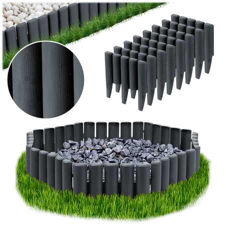 Palisada ogrodowa obrzeże ogrodowe trawnikowe szare Plonos tworzywo płotek 220 cm