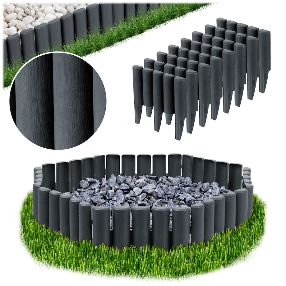 Palisada ogrodowa obrzeże ogrodowe trawnikowe szare Plonos tworzywo płotek 220 cm