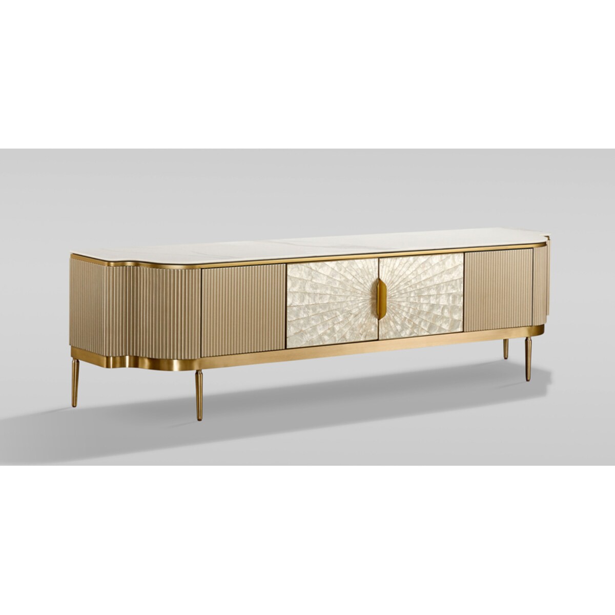 Nowoczesna złota komoda RTV / szafka RTV / szafka pod telewizor Champion Glamour Premium 200x40x52