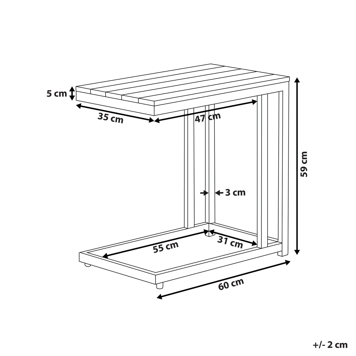 Stolik ogrodowy MESSINA 60 cm 35 cm Biały