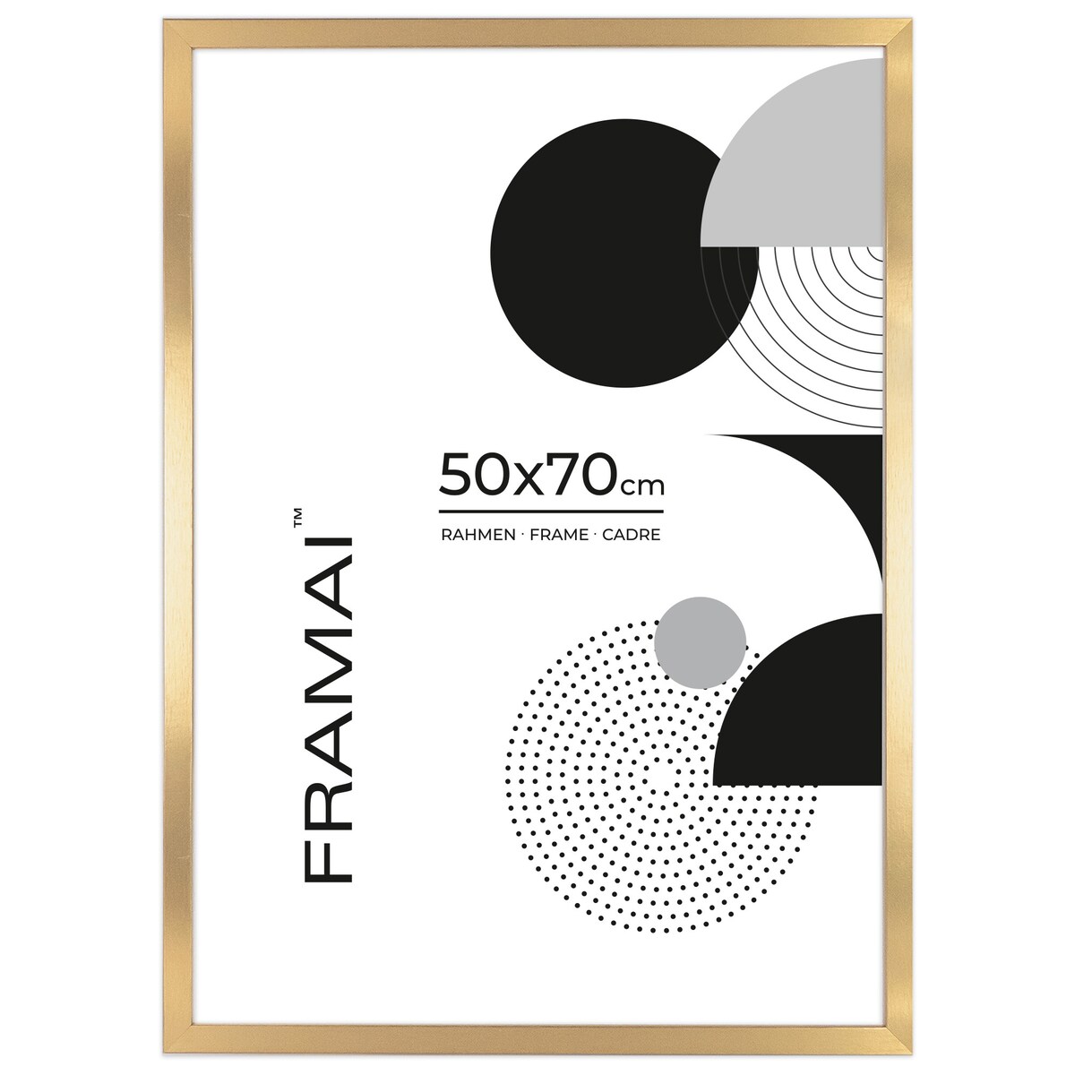 Ramka na zdjęcia 50x70 cm złota rama MDF z plexi do powieszenia pion poziom klasyczna prostokątna ramka FRAMAI®