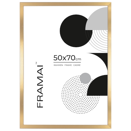 Ramka na zdjęcia 50x70 cm złota rama MDF z plexi do powieszenia pion poziom klasyczna prostokątna ramka FRAMAI®