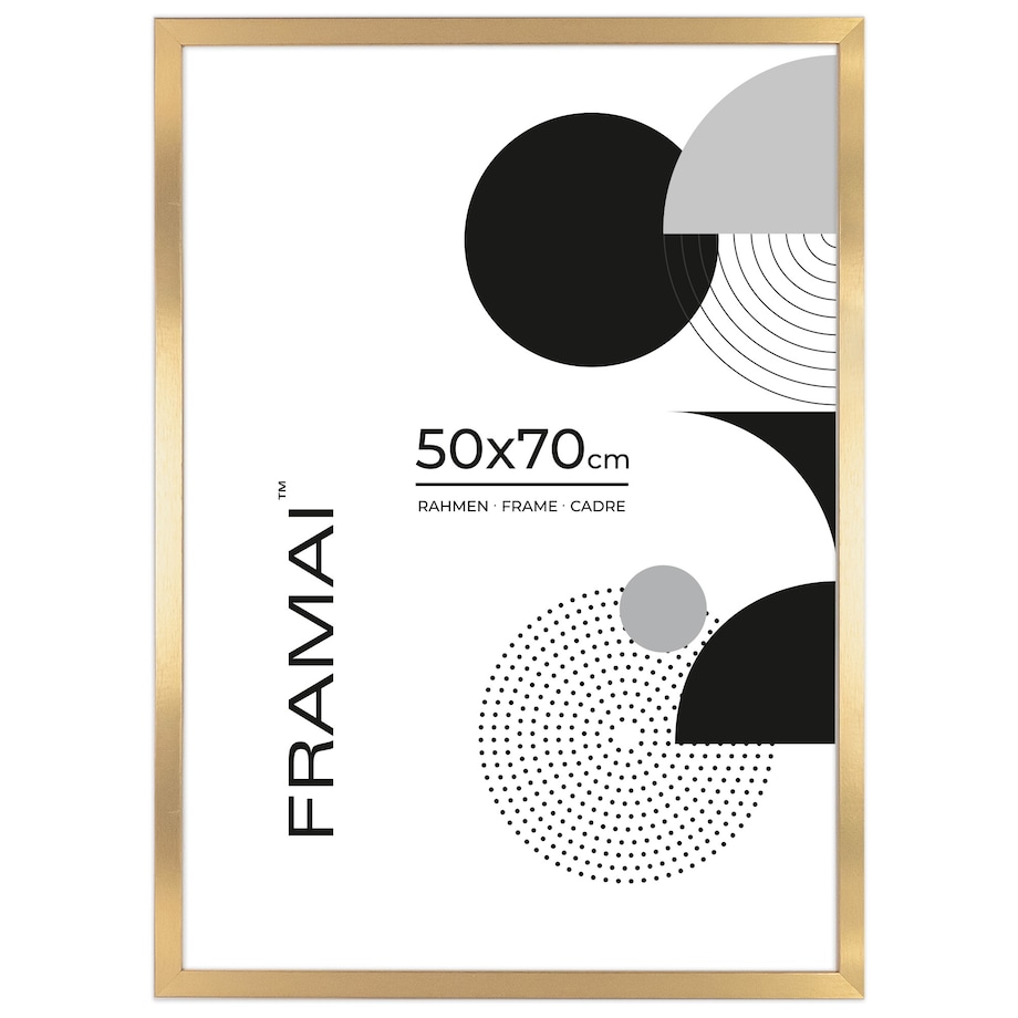 Ramka na zdjęcia 50x70 cm złota rama MDF z plexi do powieszenia pion poziom klasyczna prostokątna ramka FRAMAI®