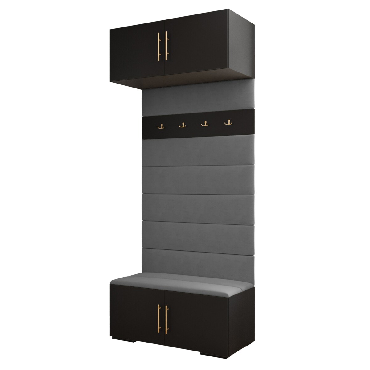 Garderoba do przedpokoju INOVA 3 czarny+złoty+manila16