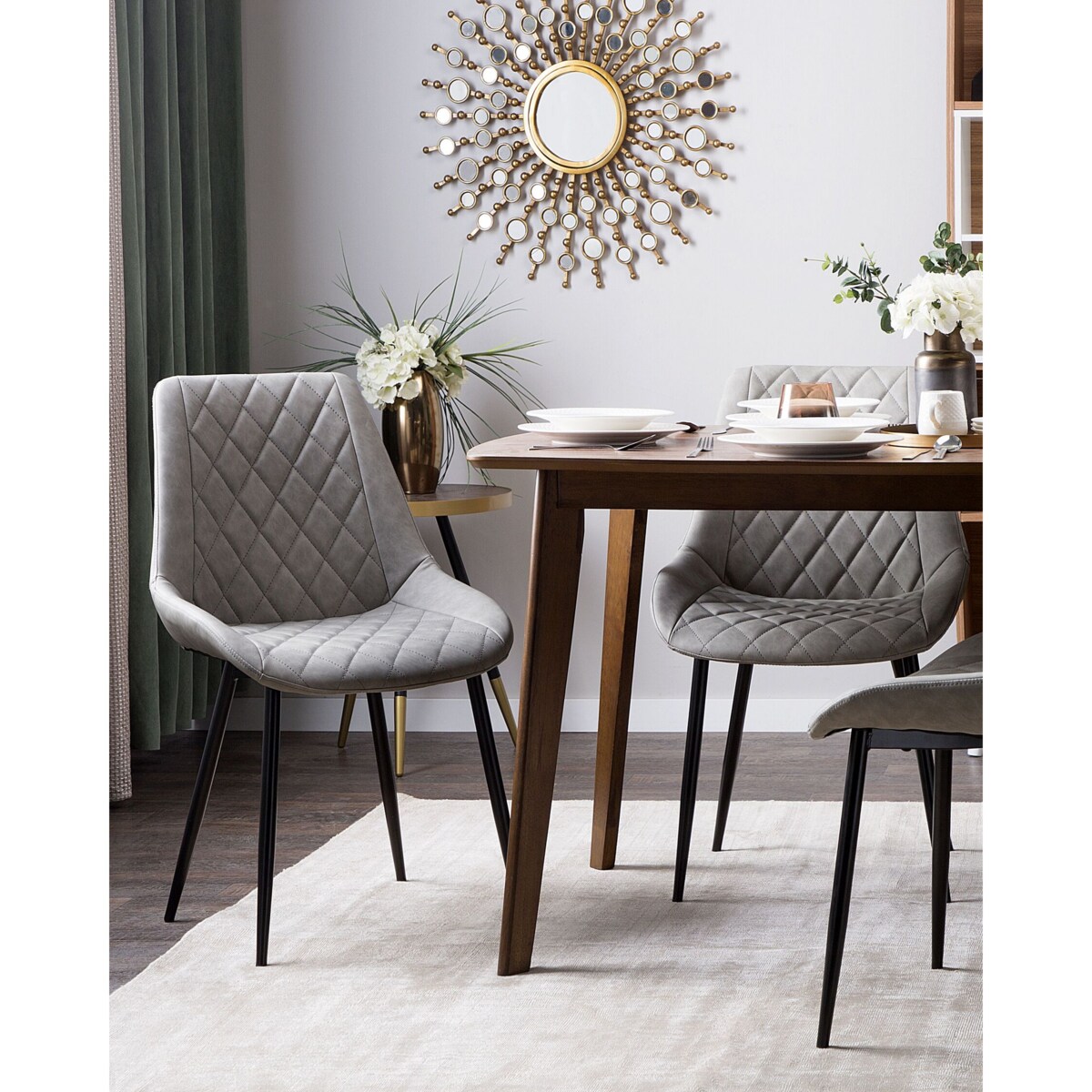 Zestaw 2 krzeseł do jadalni ekoskóra szary MARIBEL