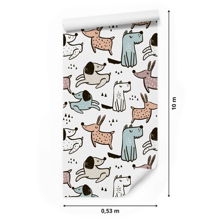 Tapeta Dziecięca KOLOROWE Pieski Zwierzątka