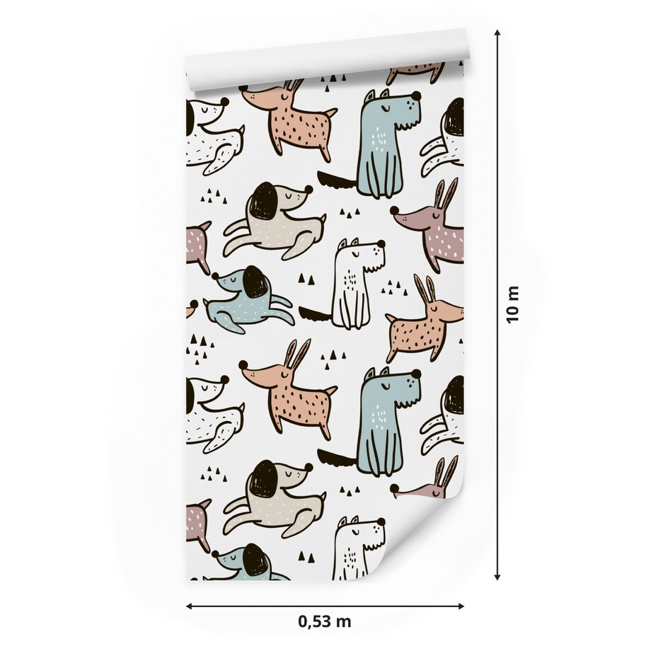 Tapeta Dziecięca KOLOROWE Pieski Zwierzątka