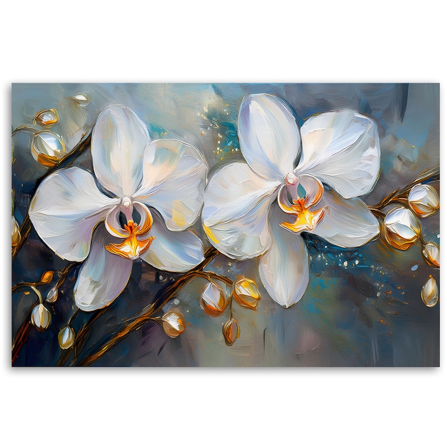 Obrazy do sypialni salonu Orchidea Storczyki Białe Kwiaty jak malowane 100x70 cm