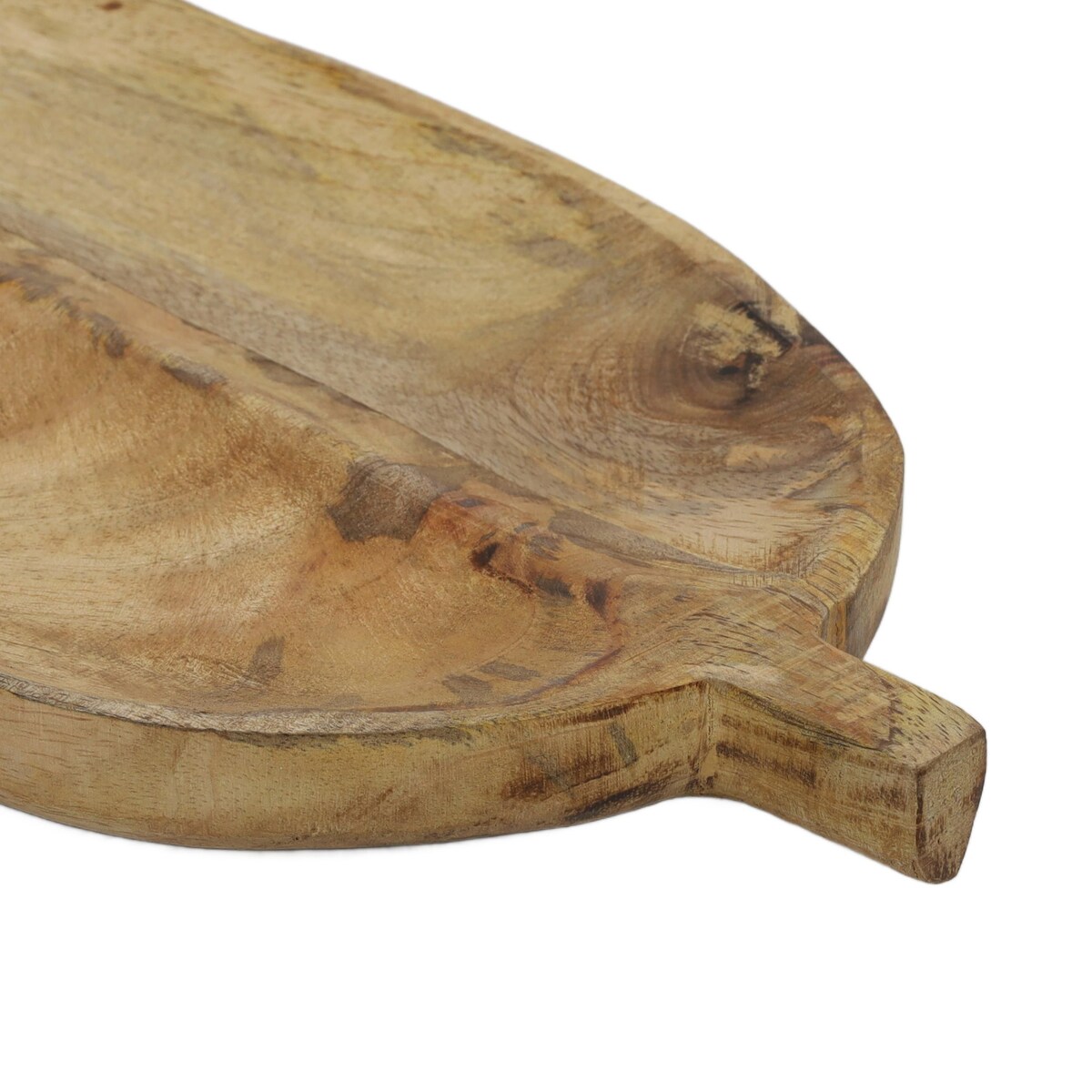 Deska do serwowania w kształcie liścia, drewno mango, 40 x 18 cm