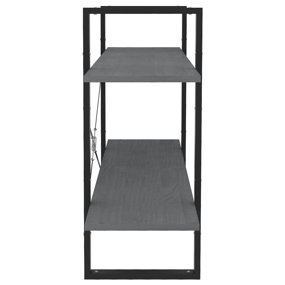 vidaXL Regał na książki, 2 półki, szary, 100x30x70 cm, drewno sosnowe